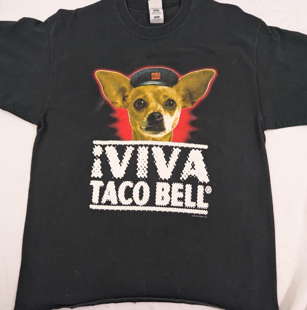 VIVA TACO BELL Black Men's Tshirt Chihuahua 1998 Vintage Size Large